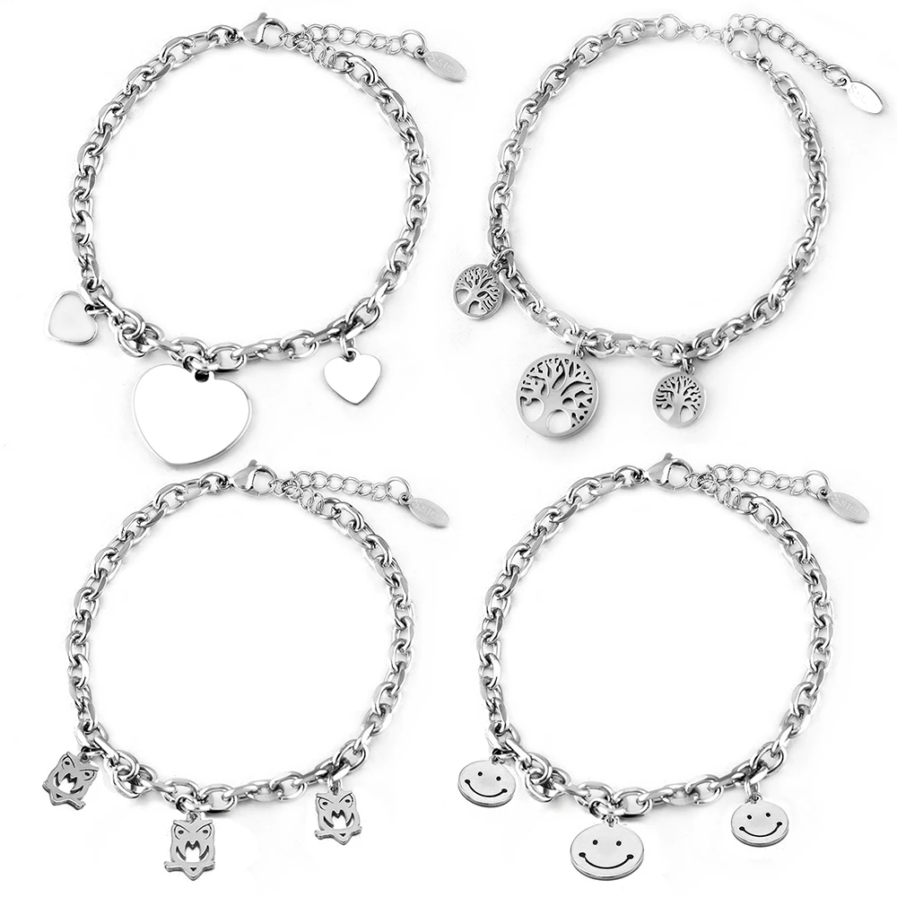 Value For Money ！ 2022 Women Young Trending Stainless Steel Glossy Bracelet Tree of Life Bracelet Bangles Adjustable New Jewelry