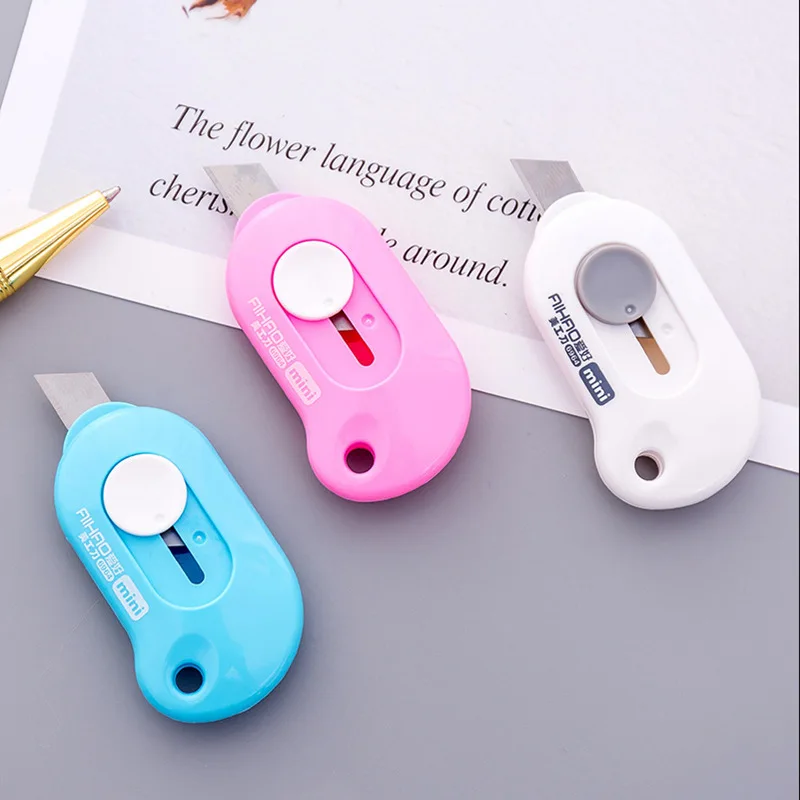 

1 Pc Cute Solid Color Mini Portable Utility Knife Paper Cutter Cutting Paper Razor Blade Office Stationery Escolar Papelaria