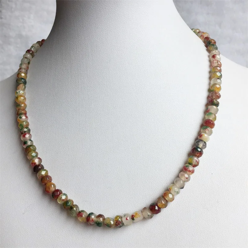 4*6MM Faceted Tourmaline Color Jasper Necklace Natural Stone Jade Roundel Chocker Wholesale Beads Mother Daughter 40/45/50/55cm