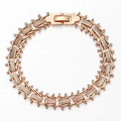 585 Rose Gold Color Womens Bracelets Geometric Spicate Chain Strand Bracelet For Women Wedding Fashion Jewelry Gifts 3mm LCB21