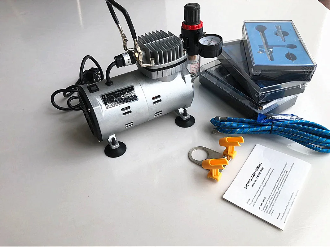 Kit de Aerógrafo e Compressor de ar Conjunto de Pistola de Pulverização Lixadeira Tatuagem Arte de Unha com Escova de Limpeza de Alta Qualidade