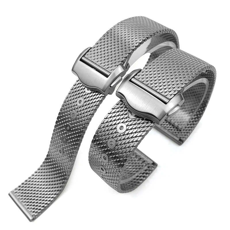 20mm High Quality Titanium Steel Braided Watchband Fit for Omega 007 Seamaster Jamesbond Watch Band Strap Deployment Buckle