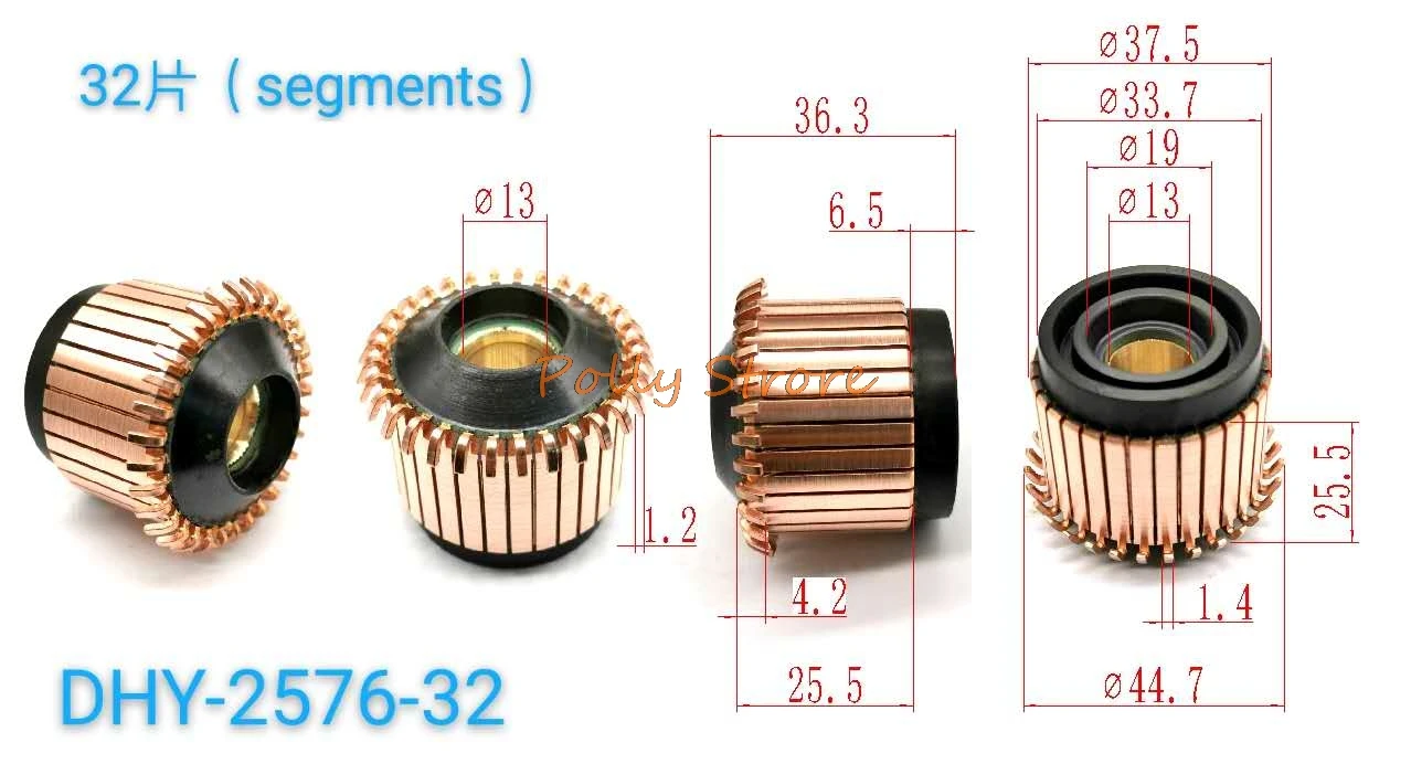 1pc 13x37.5x36.3(25.5)mm 32P Copper Bars Alternator Electric Motor Commutator DHY-2576-32