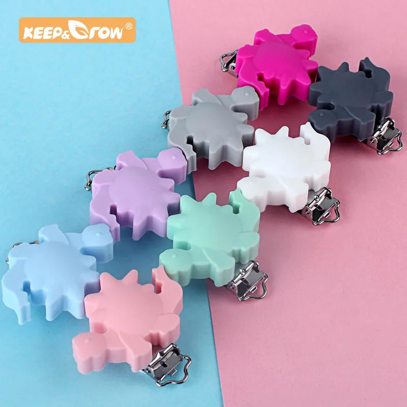 Silicone Dinosaur Baby Pacifier Chain Clips 3pcs Nipples For Children Silicone Chewing Clips Stainless Steel For Newborn Toys