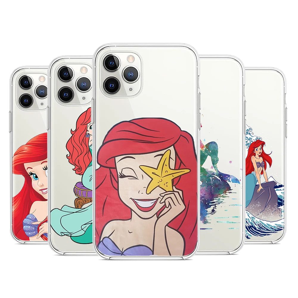 Ariel The Mermaid For Apple iPhone 15 14 13 12 11 Pro Max Mini XS X XR 7 8 6 Plus 5S Silicone Soft Transparent Phone Case