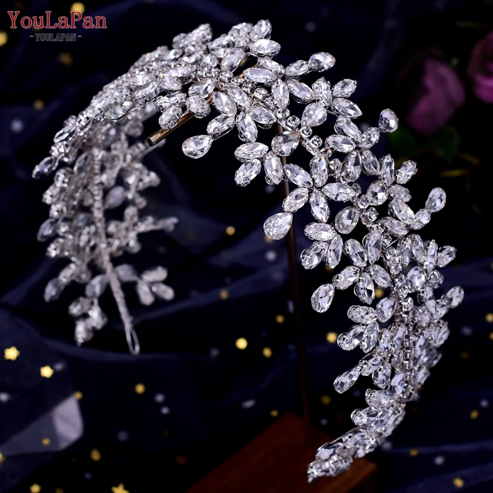 TOPQUEEN Wedding Headband Bridal Headdresses Bridesmaid Hair Hoop Women Tiara Rhinestone Baroque Bride Hair Accessories HP404