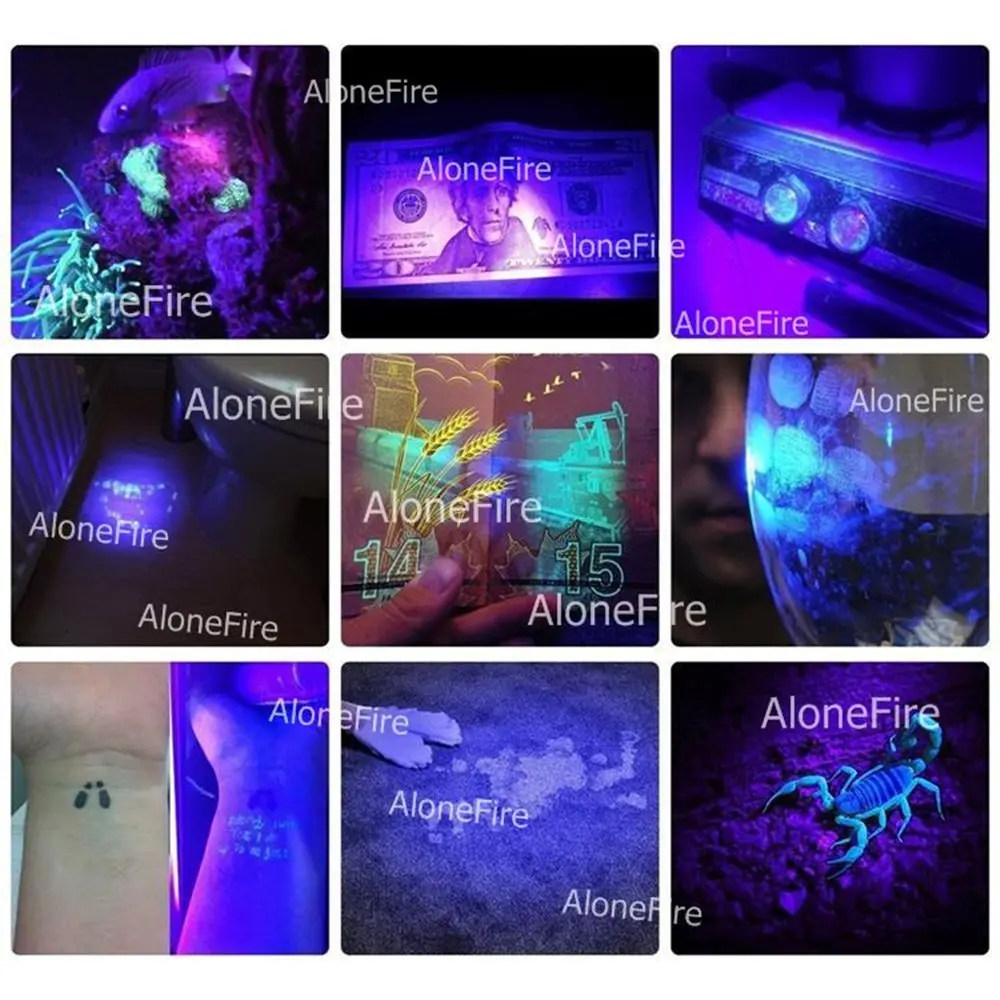 Zoom 365nm/395nm UV Light Flashlight Ultraviolet Invisible Ink Marker Cat Dog Urine Tinea Ore Money Scorpion Fluorescence Light