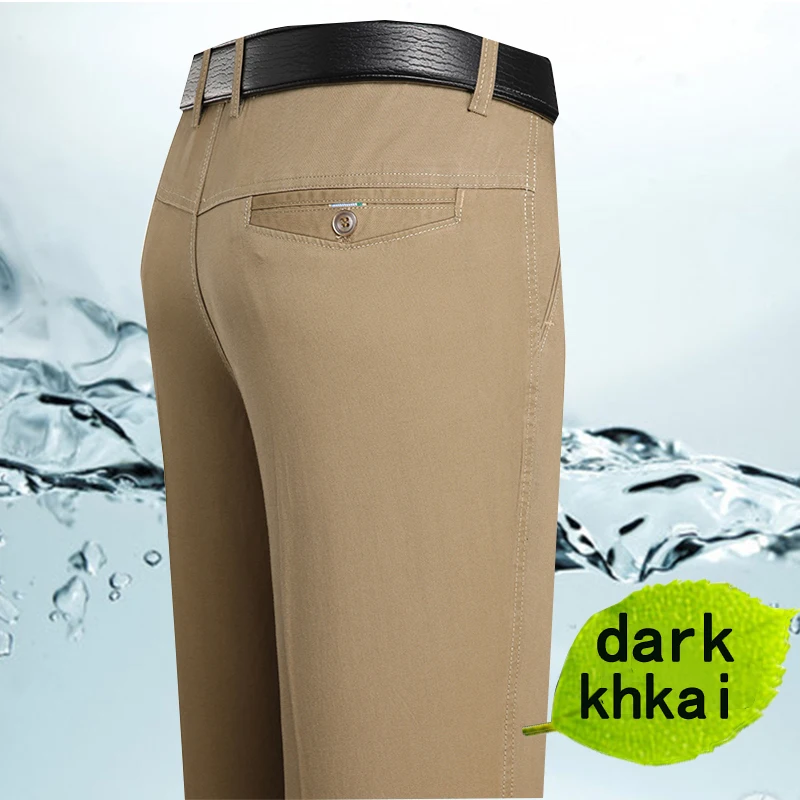 Spring and Summer Brand Men\'s Trousers Middle-aged Men Trousers Thin Casual Solid Color Loose Pant High Waist Man Trouser Pant