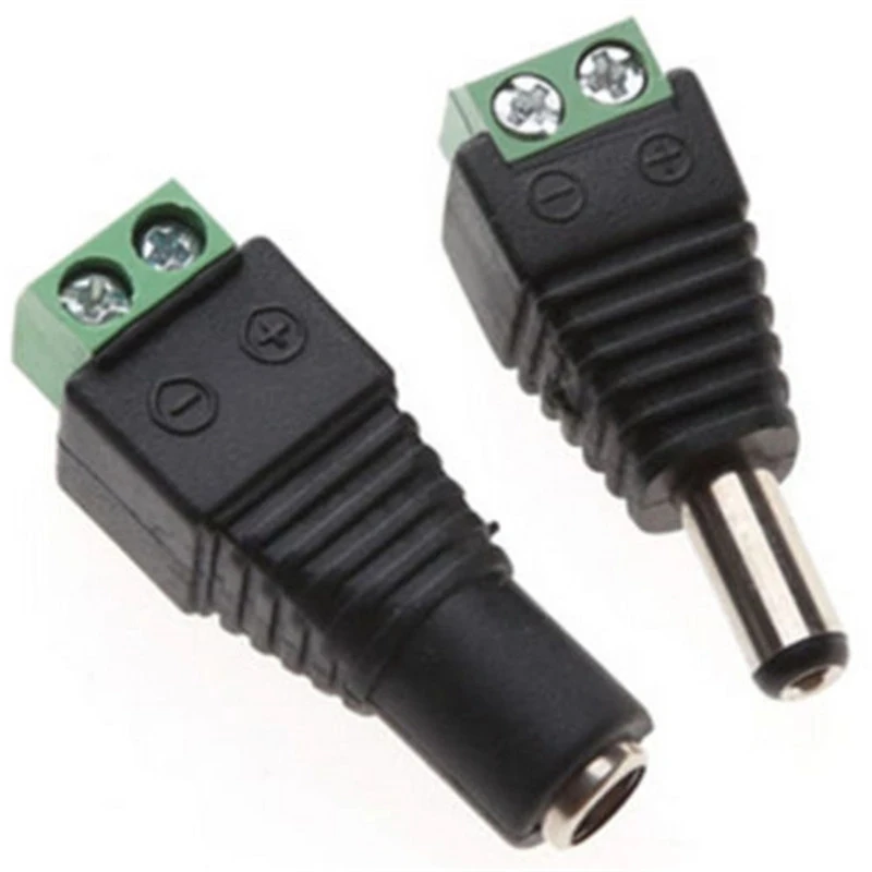 10 Pairs DC 5-24V Power Plug Set Female to Male 5.5mm X 2.1mm Jack Adapter Connectors for CCTV Camera LED Light