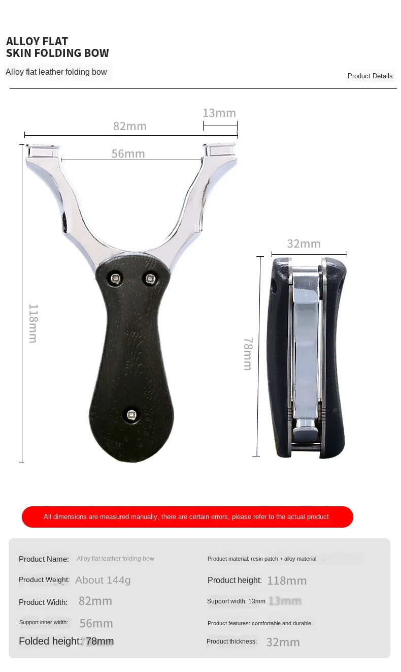 New Style Slingshot Folding Alloy Wide Rubber Band Removable Portable  Precision Outdoor Pocket Shrink Slingshot Device