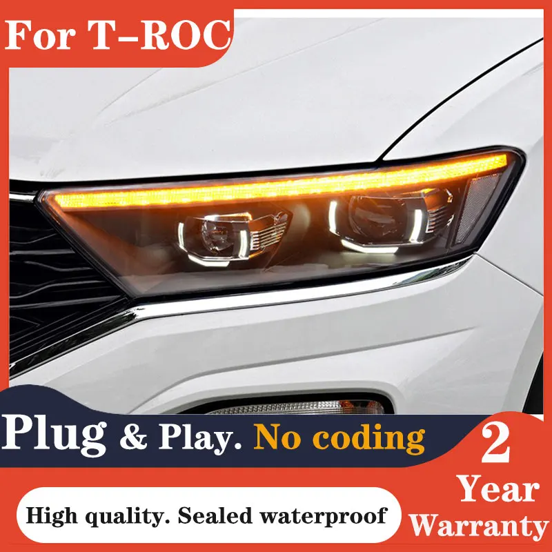 Car Styling for VW T-ROC Headlights 2017-2020 T-ROC LED Headlight Dynamic Signal Led Projector Lens DRL Auto Accessories