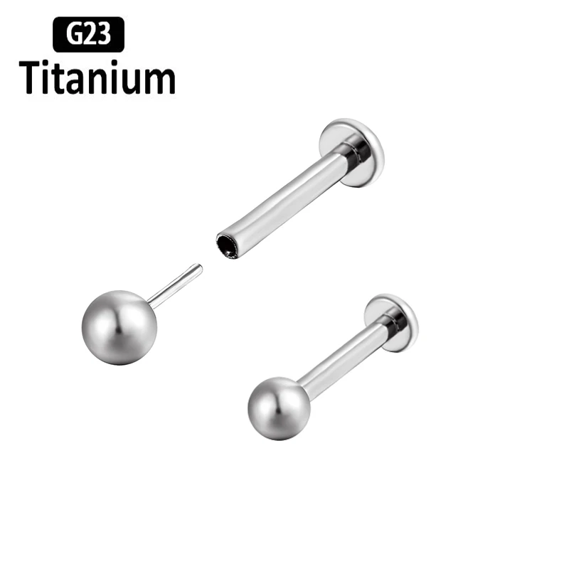 1PC Ear Studs G23 Titanium Piercing 6-10mm Push Pin Ear Piercing Zircon Opal Top Labret Lip Dual-Purpose Pin Series Body Jewelry