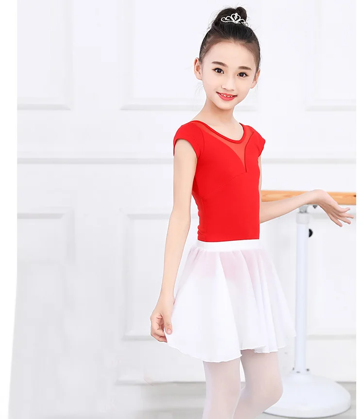 Roupas de treinamento de dança das crianças meninas macacão de dança mangas curtas com saia roupas de ginástica crianças ballet dança traje