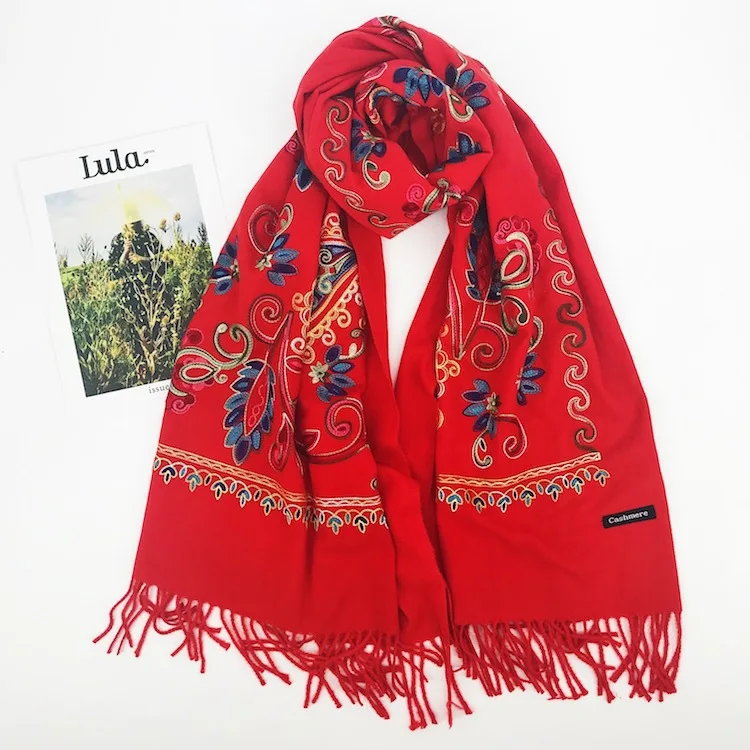 

Luxury Brand Scarf Thick Winter Women Scarf Warm Cashmere Cashew Embroidery Tassel Shawl Wrap Blanket Hijab Pashmina Lady Scarf