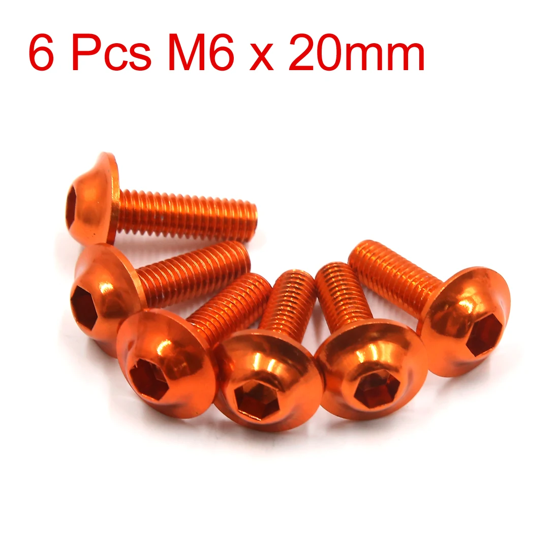 X Autohaux-tornillos de carenado para motocicletas, tuercas hexagonales de color naranja, M6 X 20mm, 6/8/15/20 unidades, universales