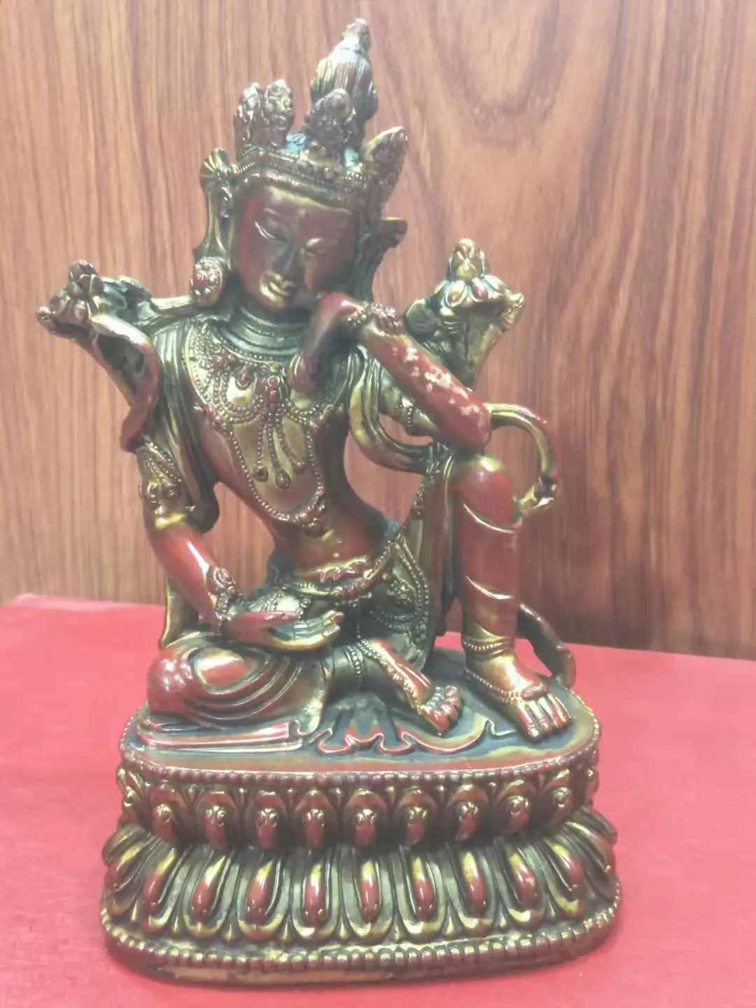 

rare old copper statue,Lotus Throne Blue Tara statue