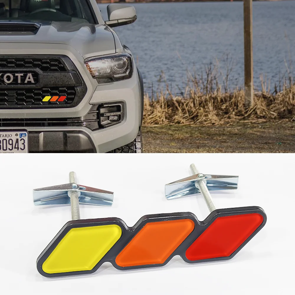 Car Front Grille Acrylic 3colors Badge Emblem Decoration Stickers Decals for Toyota Tacoma Highlander 4Runner Sequoia RAV4 Tundr