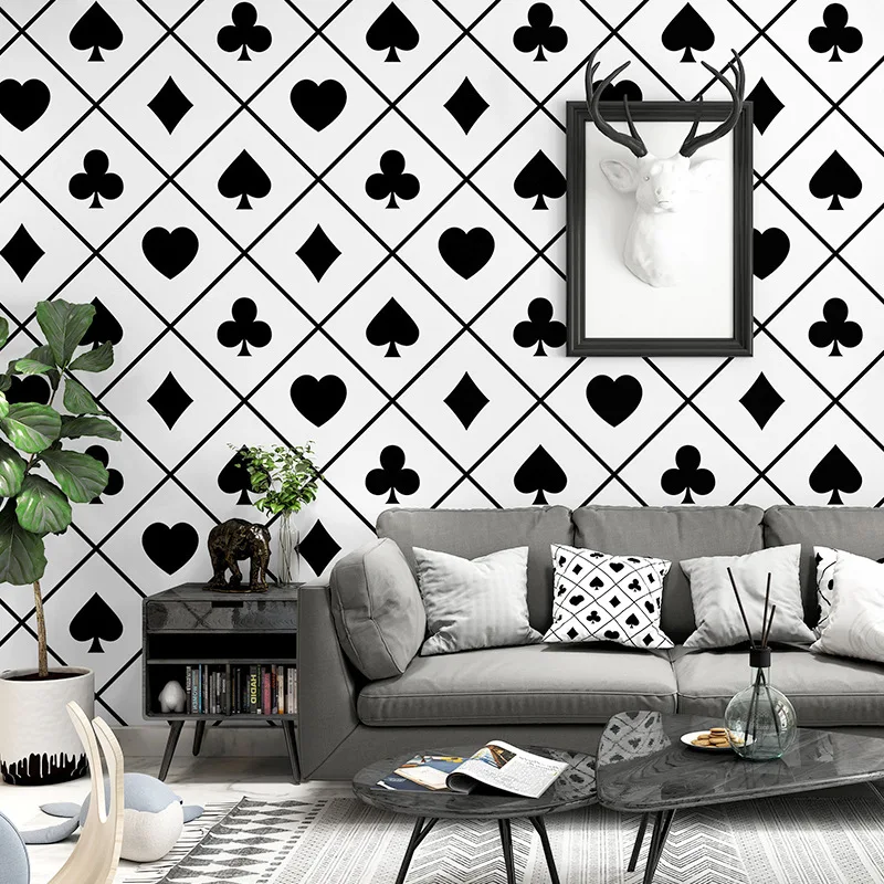 

WELLYU Nordic style wallpaper tv background black and white lattice geometric bedroom living room modern stylish wallpaper