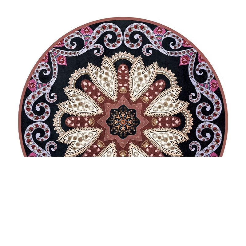 Bubble Kiss Semicircle Rug And Carpet For Home Living Room Blue Red Flower Pattern Rug Fashion Non-Slip Door Mat Foyer Carpet