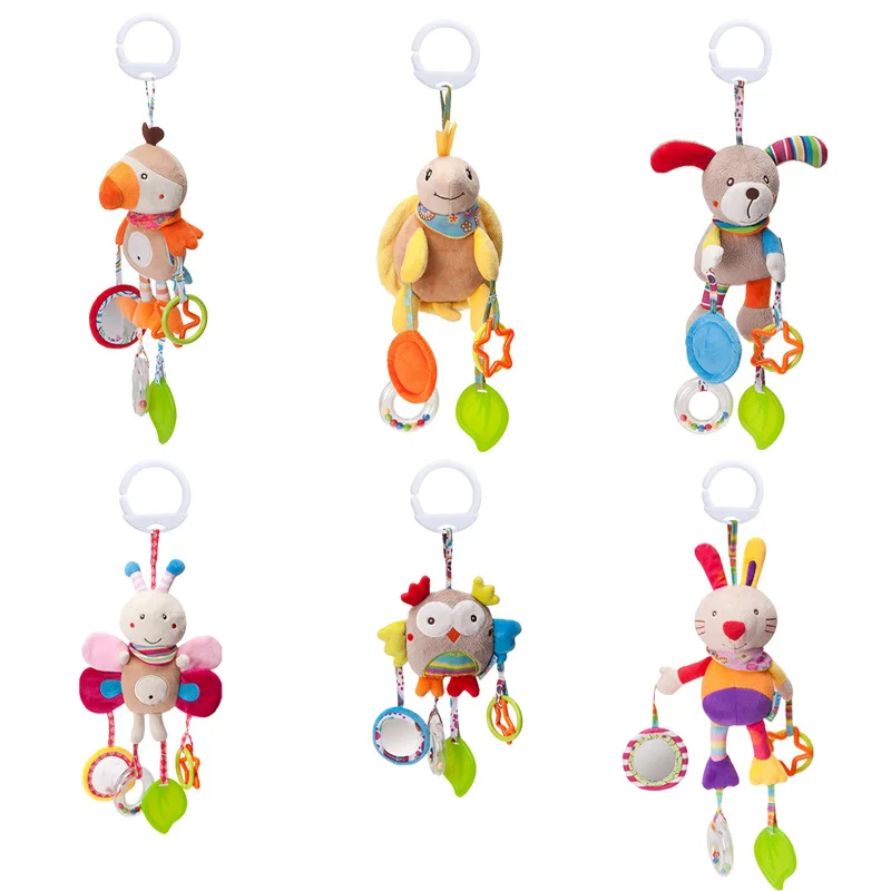 Cute Cartoon Animal Mobile Rattle Stroller Crib Bed Hanging Toy Hand Bells for 0-12 months Newborn Infant Baby Plush Bell Toys