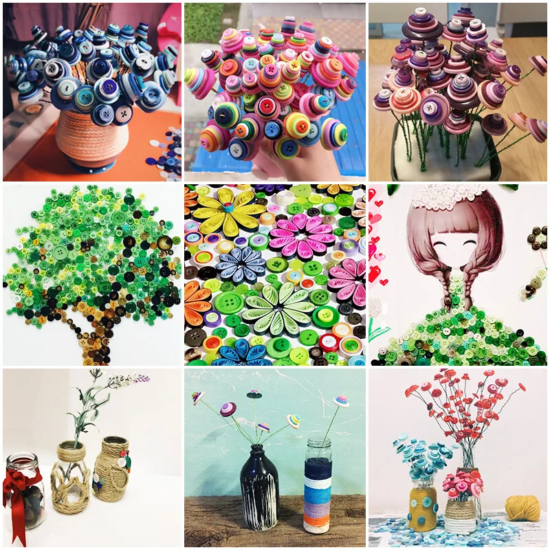 Wholesale 200pcs Multi 9mm Round Resin Mini Tiny Buttons Craft Sewing Accessories Embellishments BUTTON Scrapbooking DIY Tools