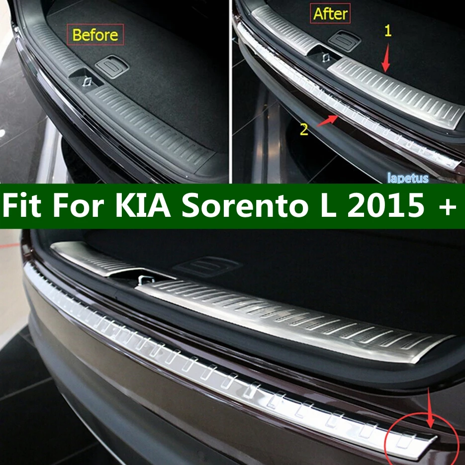 

Lapetus Auto Accessories Fit For KIA Sorento L 2015 - 2017 Stainless Steel Trunk Door Rear Bumper Sill Plate Cover Trim 2Pcs