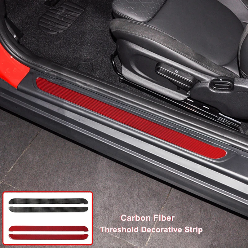 Carbon Fiber For Mini Cooper F56 F57 Sticker Car Door Sill Protector Strips Threshold Decorative Bar Car Exterior Accessories