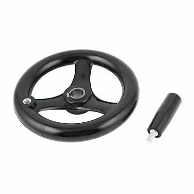 16mm x 160mm Black Bakelite 3 Spoked Handwheel Hand Wheel w Handle for Lathe