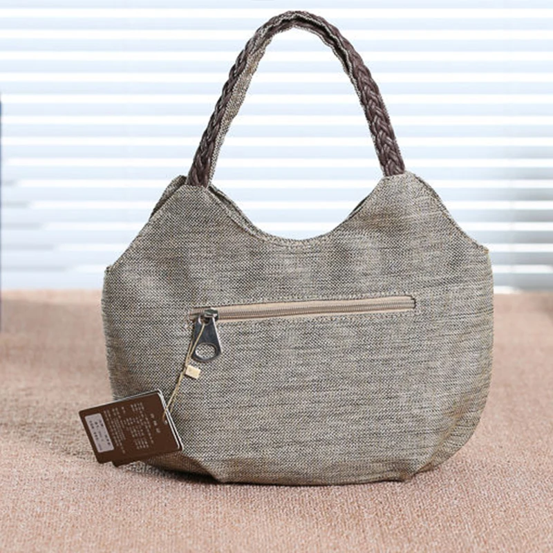 Women Linen Casual Handbag High Quality Travel Shoulder Bag Shopper Tote Purse Female Large Capacity National Design Bolso Mujer