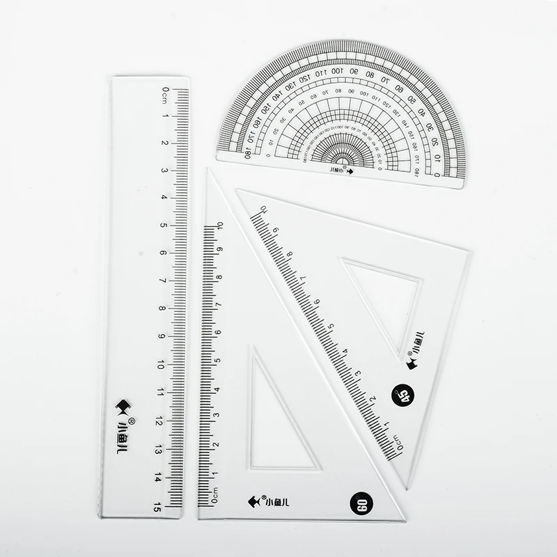 4pcs Cartoon Straight Triangle Ruler Protractor Drafting Drawing School Office Supplies Ruler