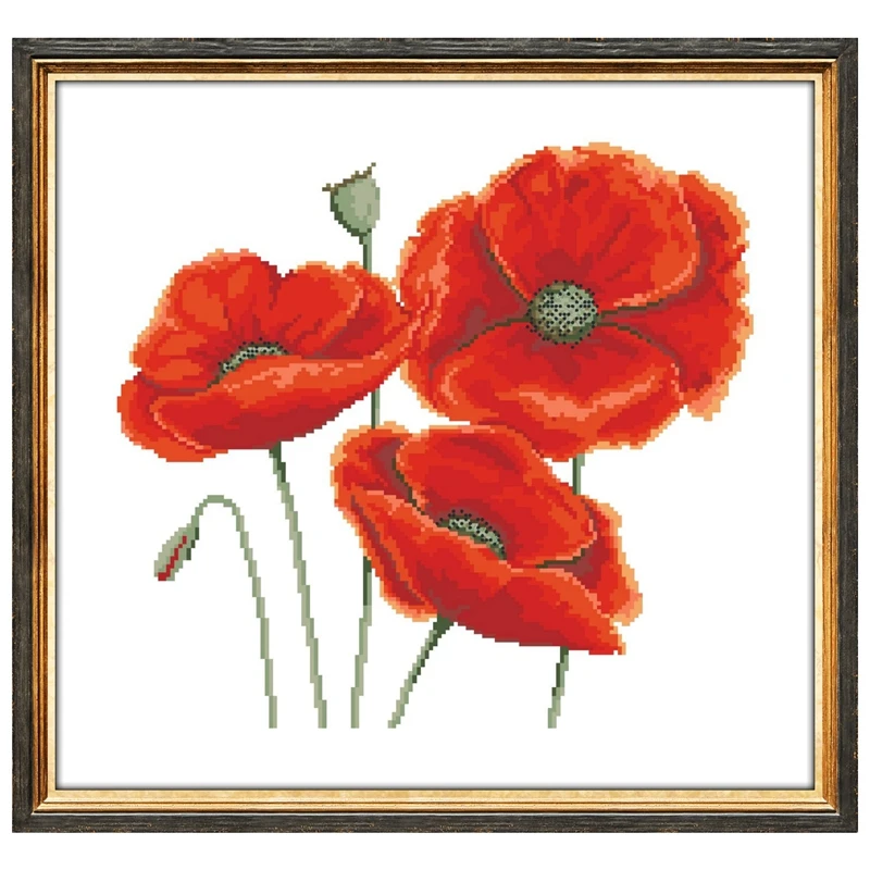 

Маки набор для вышивки крестом цветочный узор 18ct 14ct 11ct холст без печати вышивка крестиком DIY рукоделие