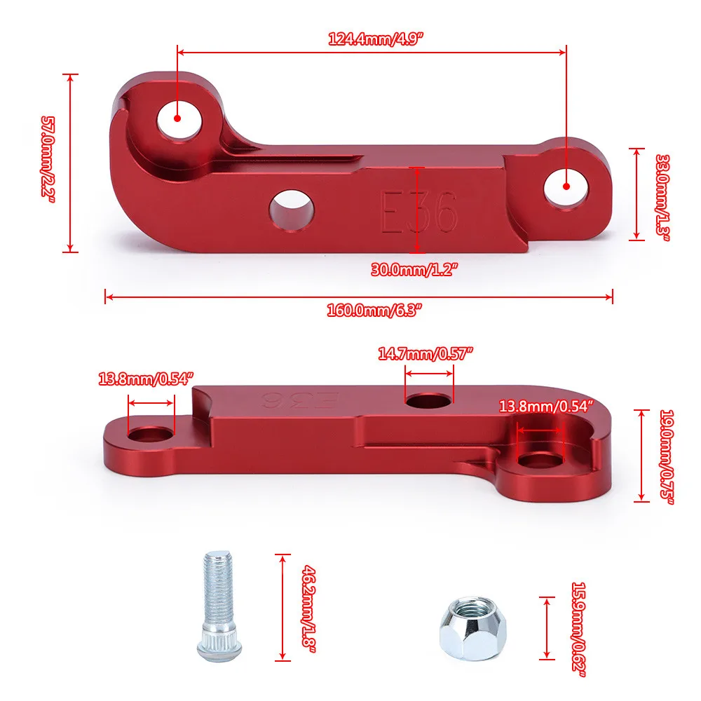 2Pcs Aluminium Steering Lock Adapter Increasing Turn Angle about 25%-30% For BMW E36 M3 Tuning Drift Lock Kit