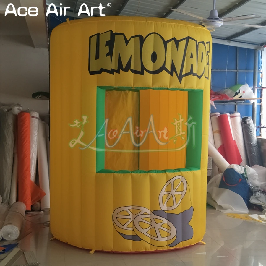 Hot sale inflatable lemonade sale stand grande booth,lemon juice concession tent with removable banners for summer entertainment