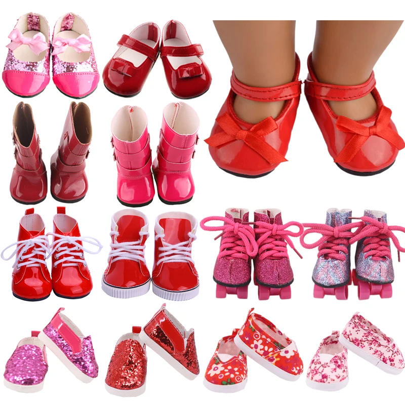 Doll Shoes Accessories Red Series Fit 18 Inch American And 43 Cm New Born Baby Generation Birthday Girl's Russia DIY Toy Gifts