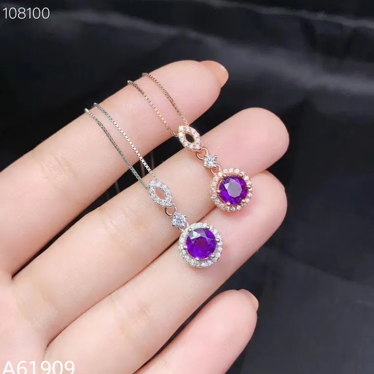 

KJJEAXCMY boutique jewelry 925 sterling silver inlaid amethyst gemstone female necklace pendant