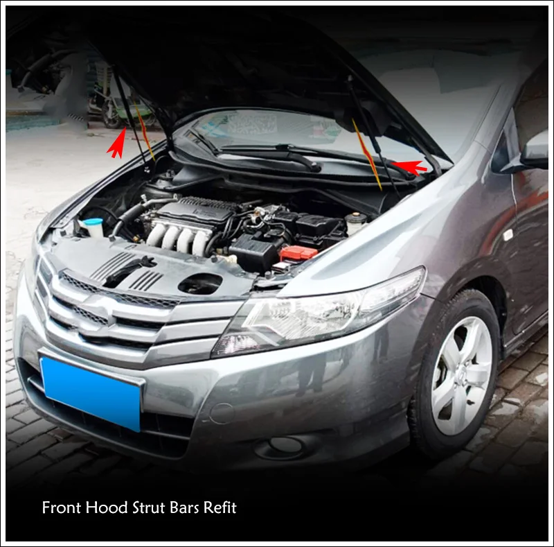 For Honda City 2008-2014 Car-Styling Refit Bonnet Hood Gas Shock Lift Strut Bars Support Rod Accessories