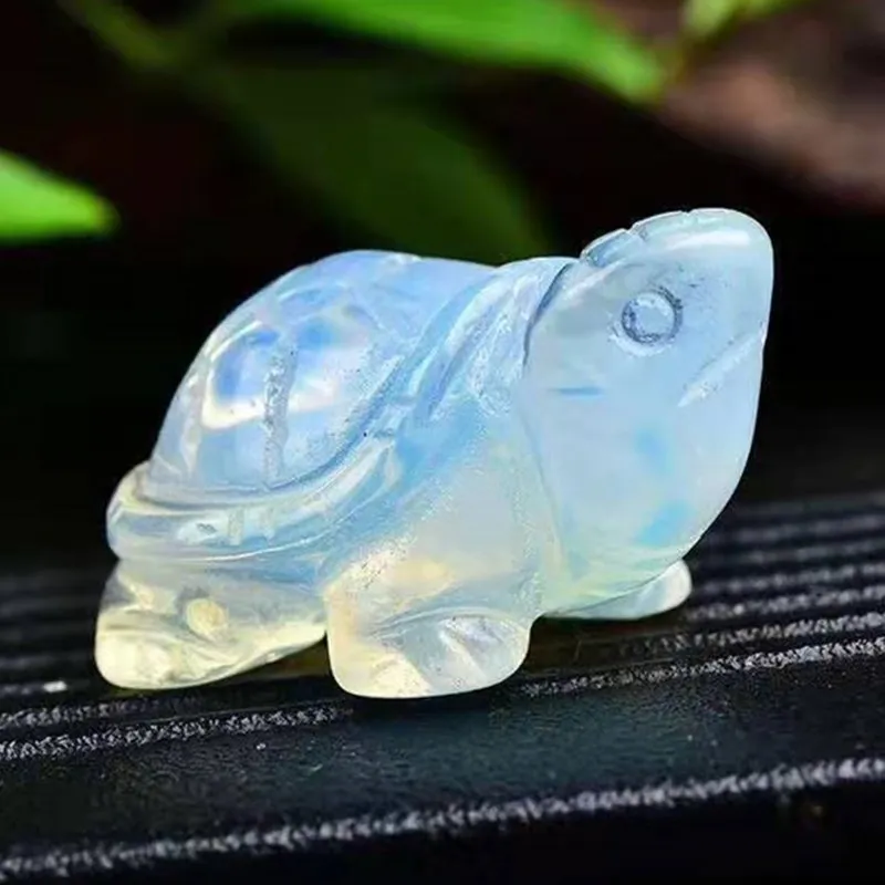 Opal tortoise polished natural quartz stones and crystals carved gemstone animals feng shui reiki healing decoration