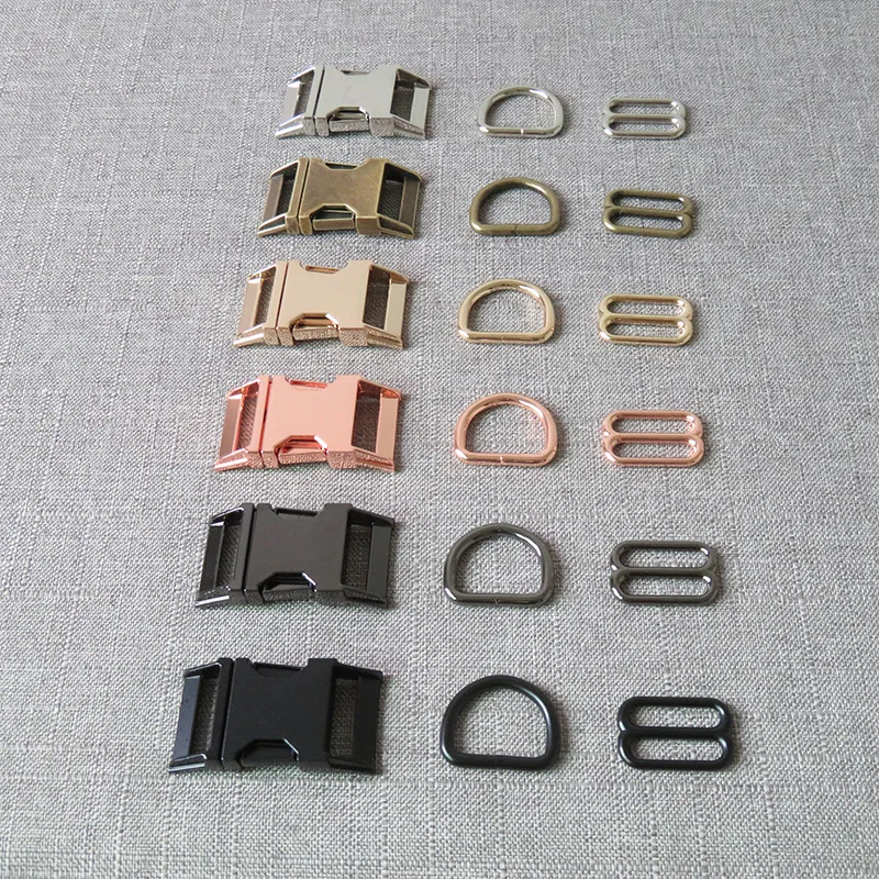 20 sets 25mm heavy duty metal side release clip clasp D rings slider for bag knapsack pet dog collar paracord sewing accessories