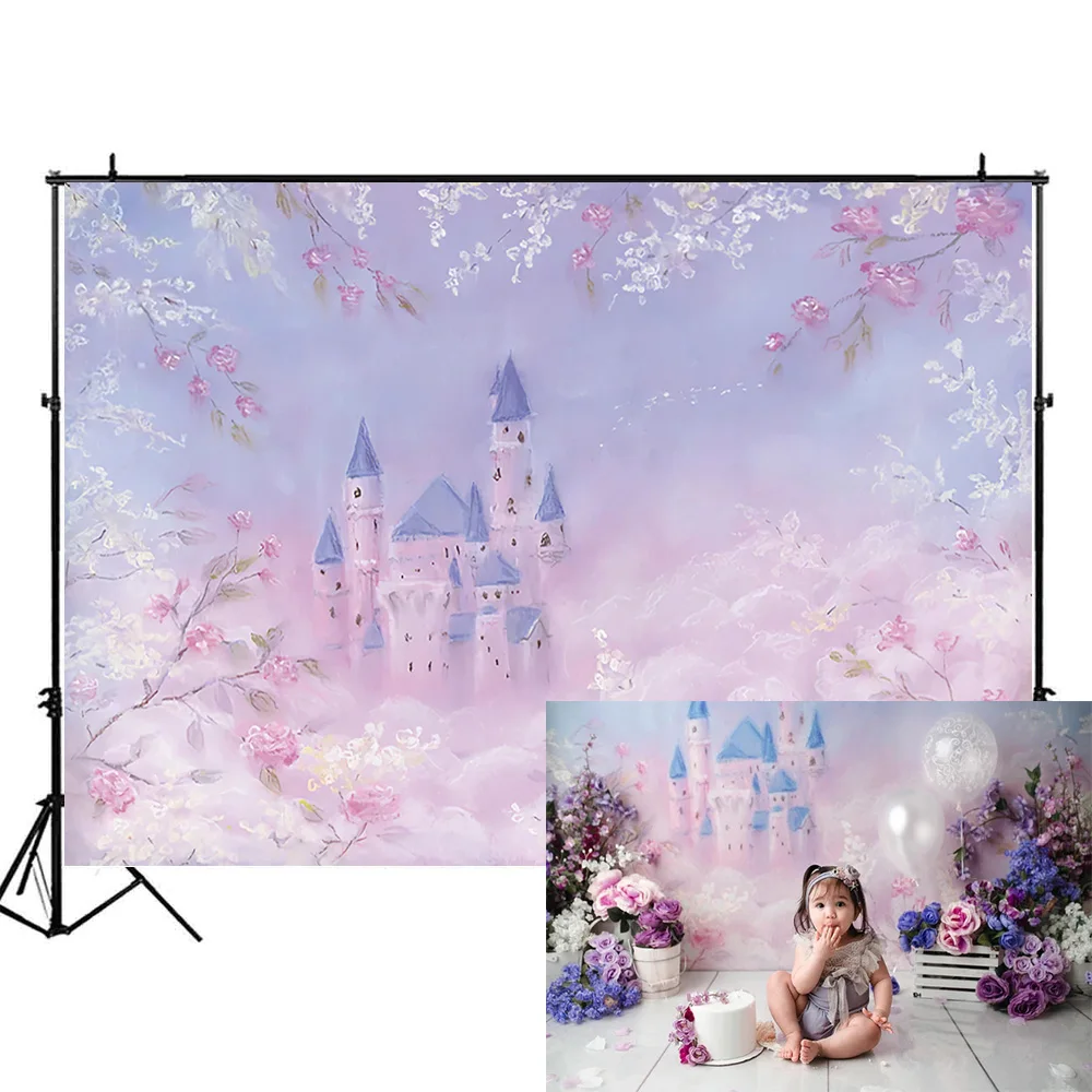 写真の背景,手描きの花,赤ちゃんのポートレート写真,1歳の誕生日のケーキの写真,背景