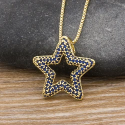 AIBEF Fashion Star Women's Pendant Necklace Fashion Female Cubic Zirconia Necklaces Gold Color Party Jewelry Simple Ladies Gifts
