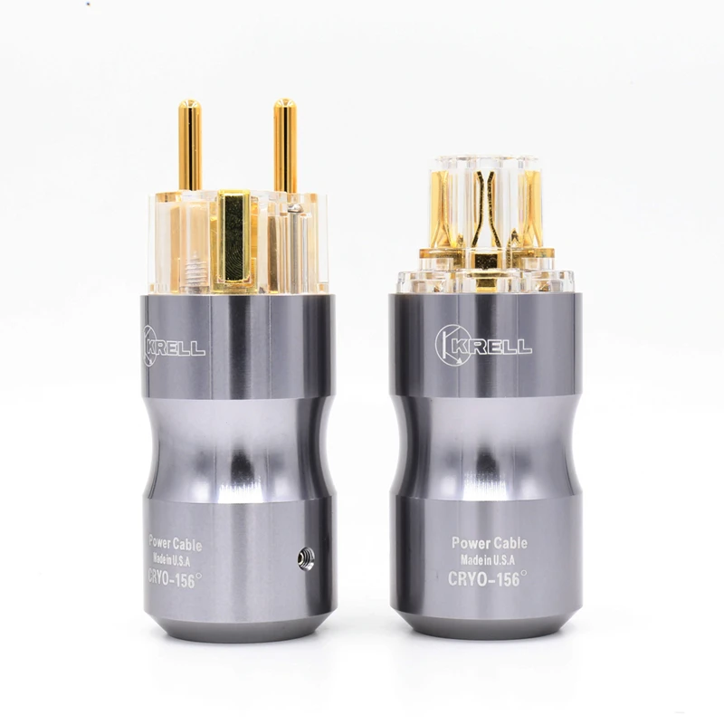 Krell 24k Gold plated schuko Power connetor European EU Power Plug Transparent/Black IEC Audio Connector