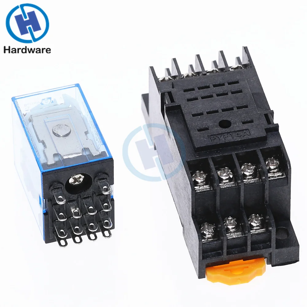 MY4NJ 14PIN 4DPDT Electronic Micro Mini Electromagnetic Relay 5A Coil With PYF14A Socket Base DC12V DC24V AC110V 220V