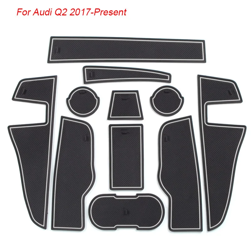 Brand LOGO Car Styling For AUDI Q2 2017-Present Gate slot pad Interior Door Groove Mat Non-slip dust Mat Intorior Accessory