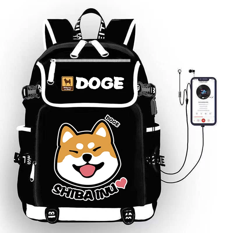 

Anime Shiba Inu Doge Dog USB Port Backpack Bag Kids School Book Students Outdoor Shoulder Bag Rucksack Laptop Computer Mochila