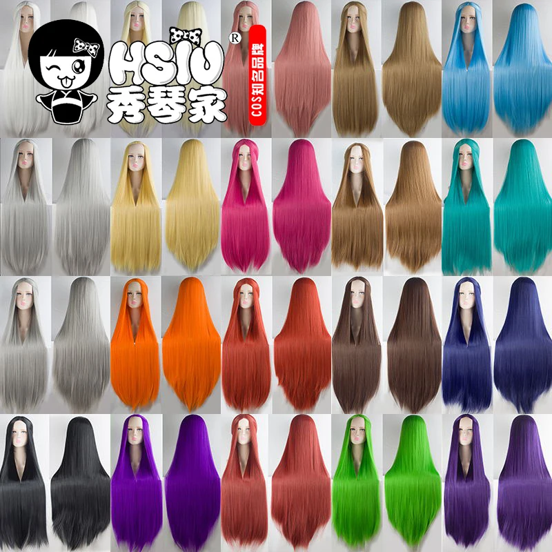 HSIU 100cm peruki z długimi włosami wysokiej temperatury włókna peruki syntetyczne Cosplay peruki peruki na przyjęcie 20 kolor długie włosy rozdać marka peruka netto