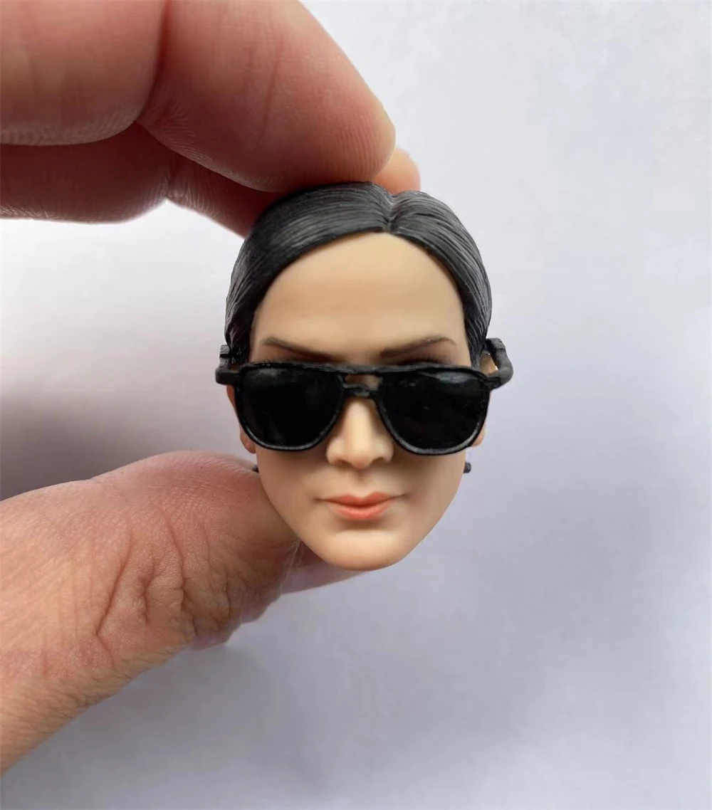 1/6th mujer The Matrix Trinity agente femenino cabeza esculpida con gafas de sol modelo para la mayoría de muñecas de cuerpo de 12 pulgadas