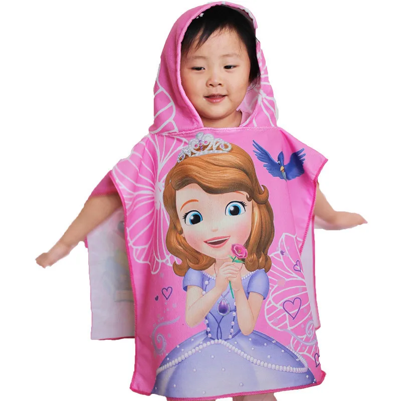 Disney Cartoon Toalha de banho para crianças Mickey, Minnie, Frozen, Spiderman, bebê, Soft Beach Cloak, Snow White Princess, algodão, novo