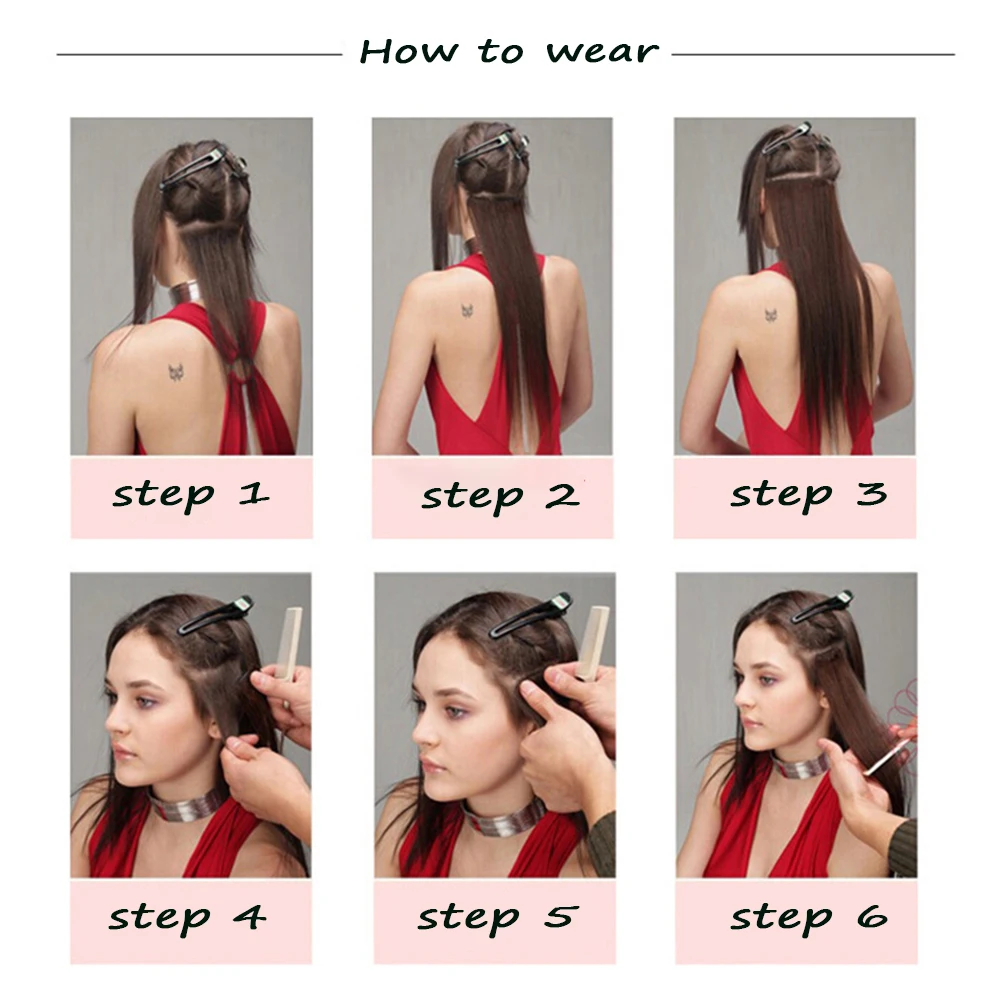 AZQUEEN Synthetic 120g 5 Clips Hair Long Water Wave Clip In Hair Extensions False Hair Black Hair Pieces for Women