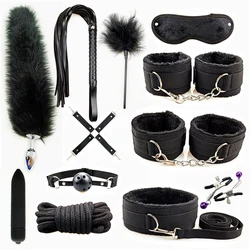 Leather BDSM Kit Bondage Set Adult Toys Sex Games Handcuffs Whip sm Sex Toy Kits Exotic Accessories Erotic Sex Toys for Couples