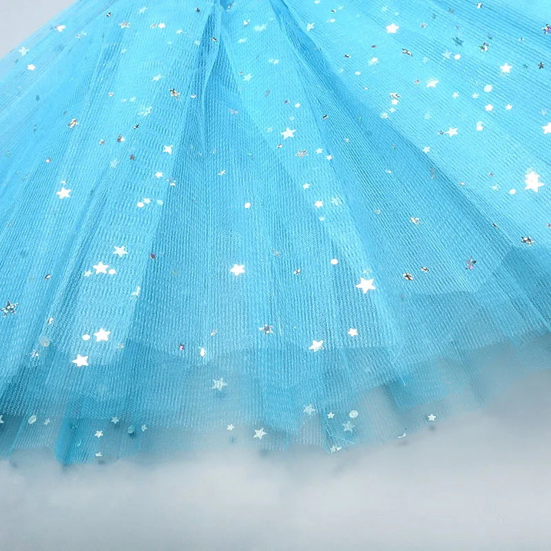 Kids Baby Star Glitter Dance Tutu Skirt For Girl Sequin 3 Layers Tulle Toddler Pettiskirt Children Chiffon Skirt length 30cm